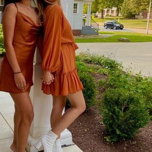 Brunt Orange Long Sleeve Dress